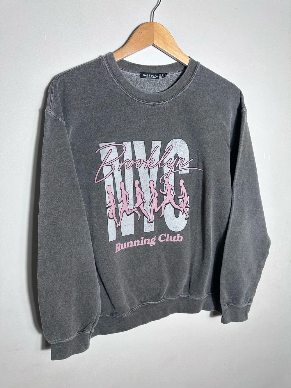 Running Club NYC graphic Gray washed Crewneck Sweatshirt